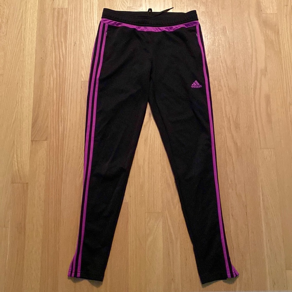 Black and Purple Adidas Track Pants